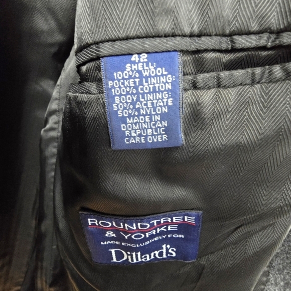 ROUNDTREE & YORKE Wool Long Coat Classic Button-up Gray Mens Size 42 Old Money - Picture 7 of 12